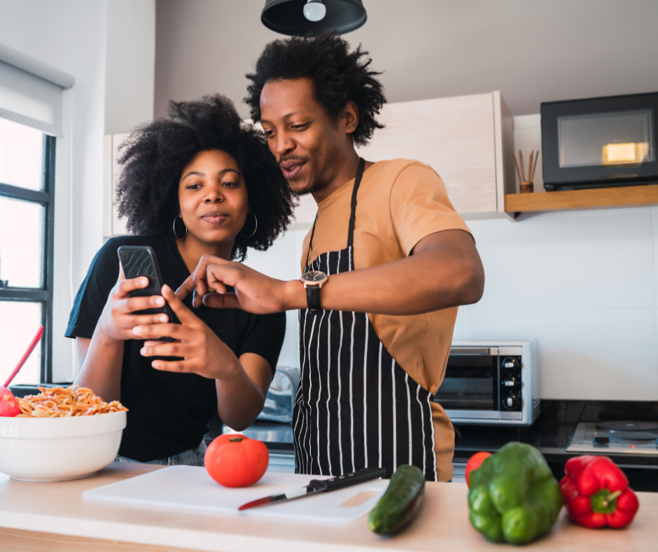 Couple preparing healthy meal
